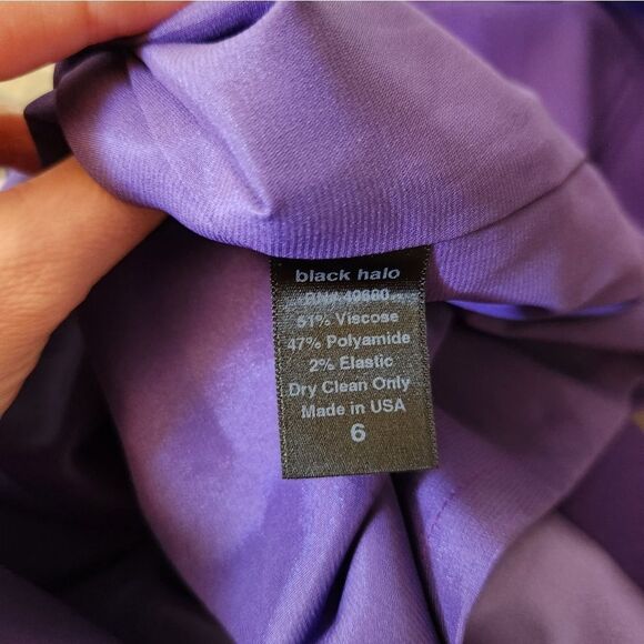 Black halo Purple Ruffle Halter Pencil Dress 6 - Picture 9 of 9
